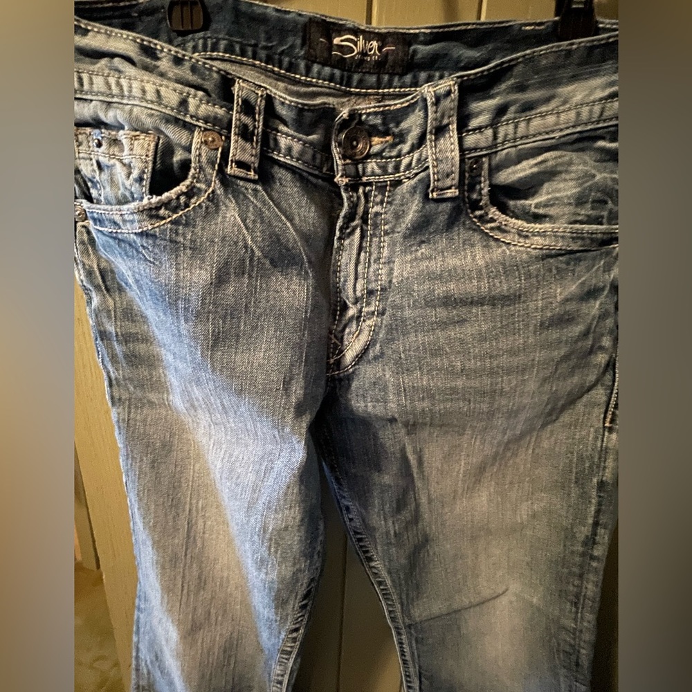 Men’s Silver Jeans Eddie Relaxed Fit Size 34w 34l w Faded Blue Wash
